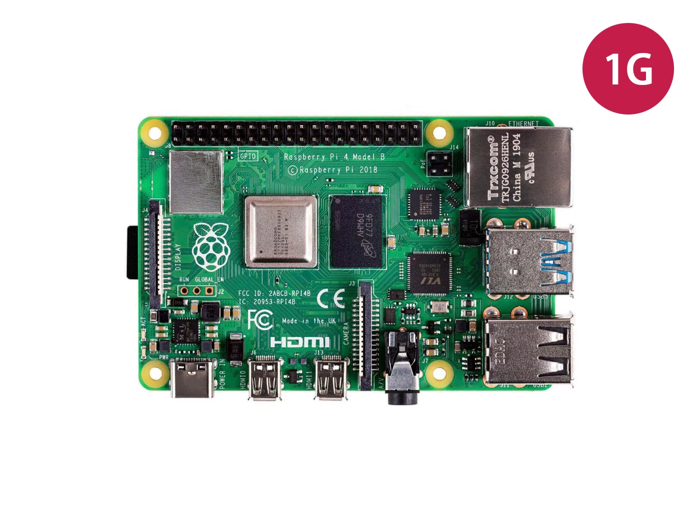 Raspberry Pi 4 Computer Model B, Single Board Computer voor het bouwen van een mini-pc/slimme robot/gameconsole/werkstation/mediacenter