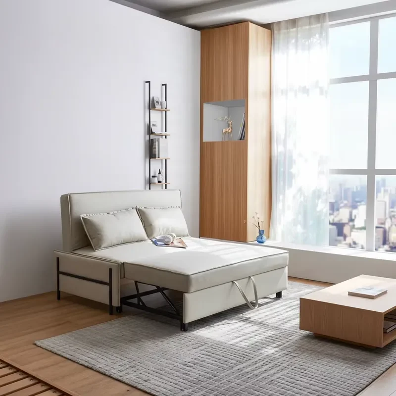Custom Folding Sofa Bed with Storage Lockers Convertible Sleeper Couch for Living Room Space Saving Multifunctional Furniture