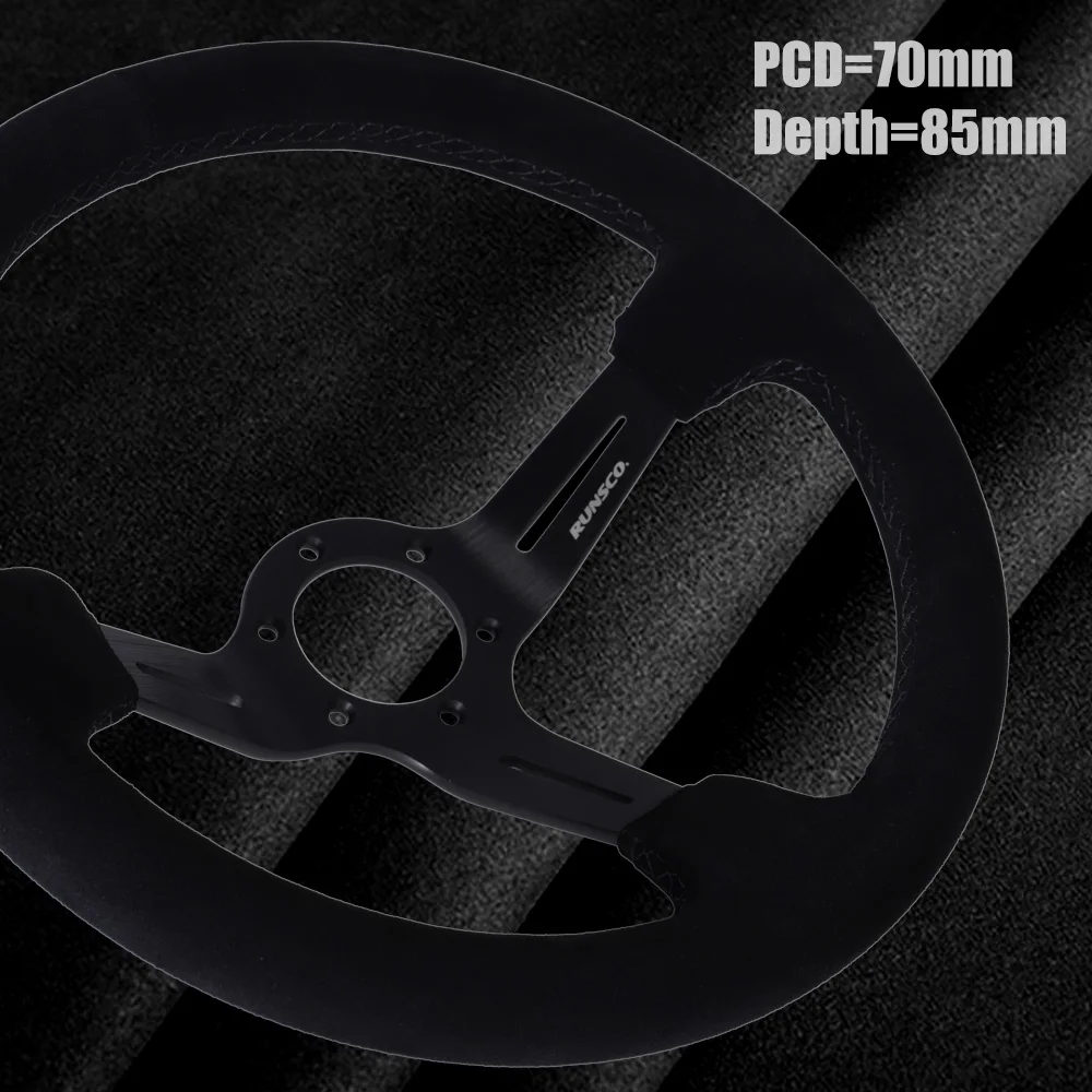 14Inch Racing Steering Wheel Suede Sport Steering Wheel Racing Simulator Pc Game Drift Steering Wheel