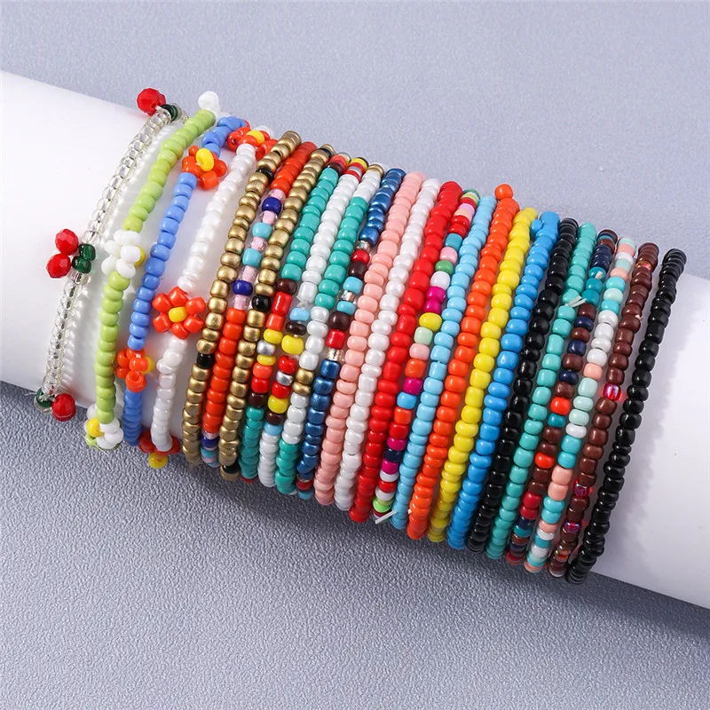 1PC Handgemachte Böhmische Freundschaft Armband Ethnische Bunte Seed Bead Blumen Charm Armband Für Frauen Kinder Strand Party Geschenke – Detail 6