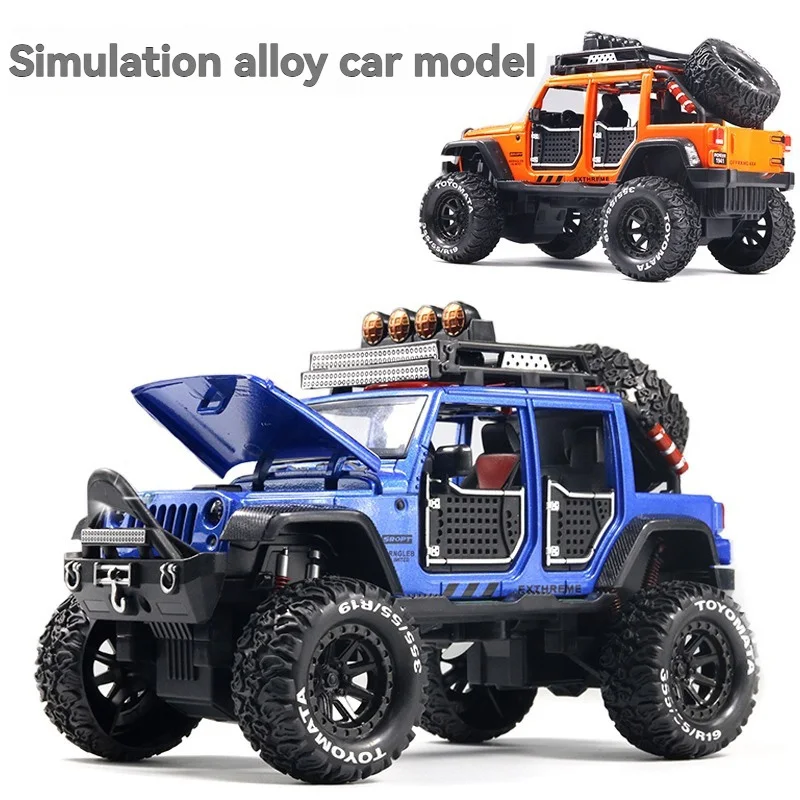 Macchinina giocattolo fuoristrada 1:24, stampo per auto in lega, ornamento per stampo per veicolo, veicolo fuoristrada tirato indietro, con suono e luce