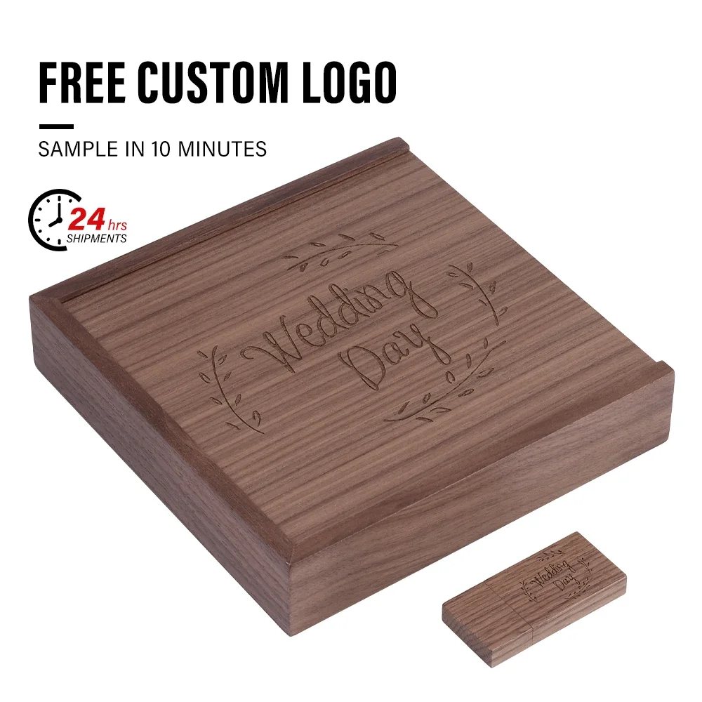 Free Custom Logo USB 3.0 Flash Drive 64GB Photography Customized Gift Pen Drive 32GB Album Box Memory Stick Transparent Pendrive