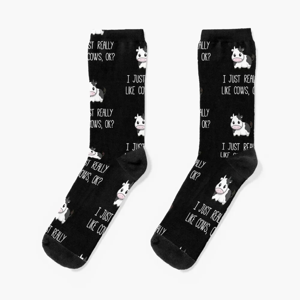 

I Just Really Like Cows Ok Socks bright garter anti slip football retro hiking Socks Girl Men's