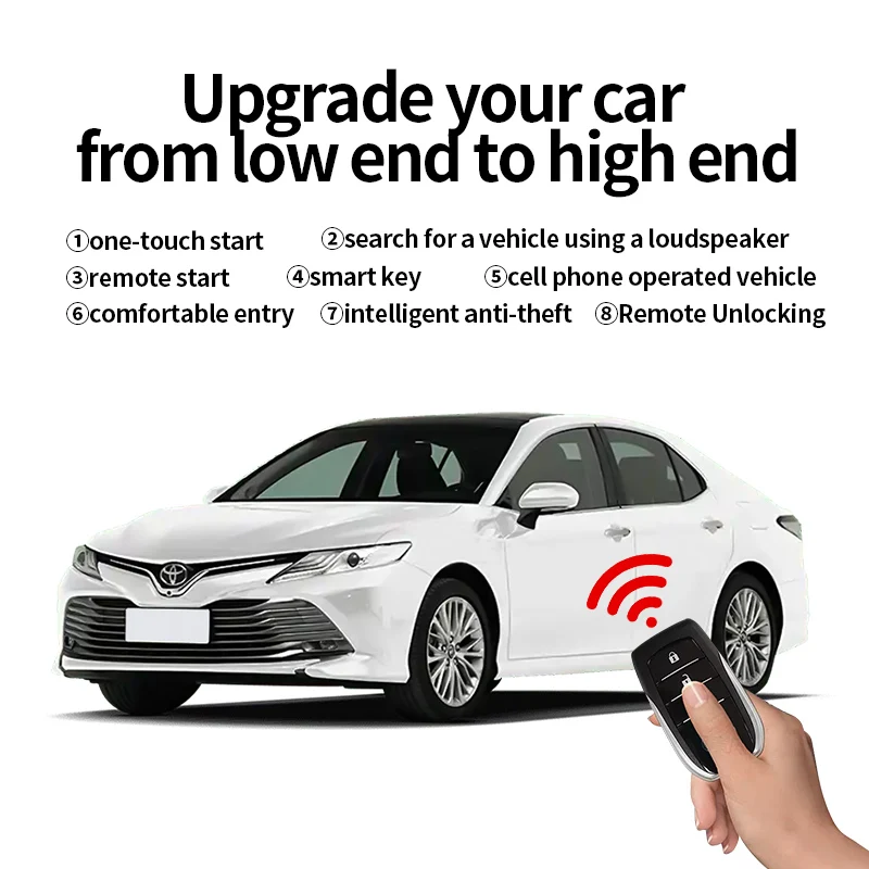 Dla Toyota 18-23 Camry Alarm samochodowy z autostartem Push One Button Auto Start Stop Keyless Entry System Smart Key Zestaw zdalnego uruchamiania