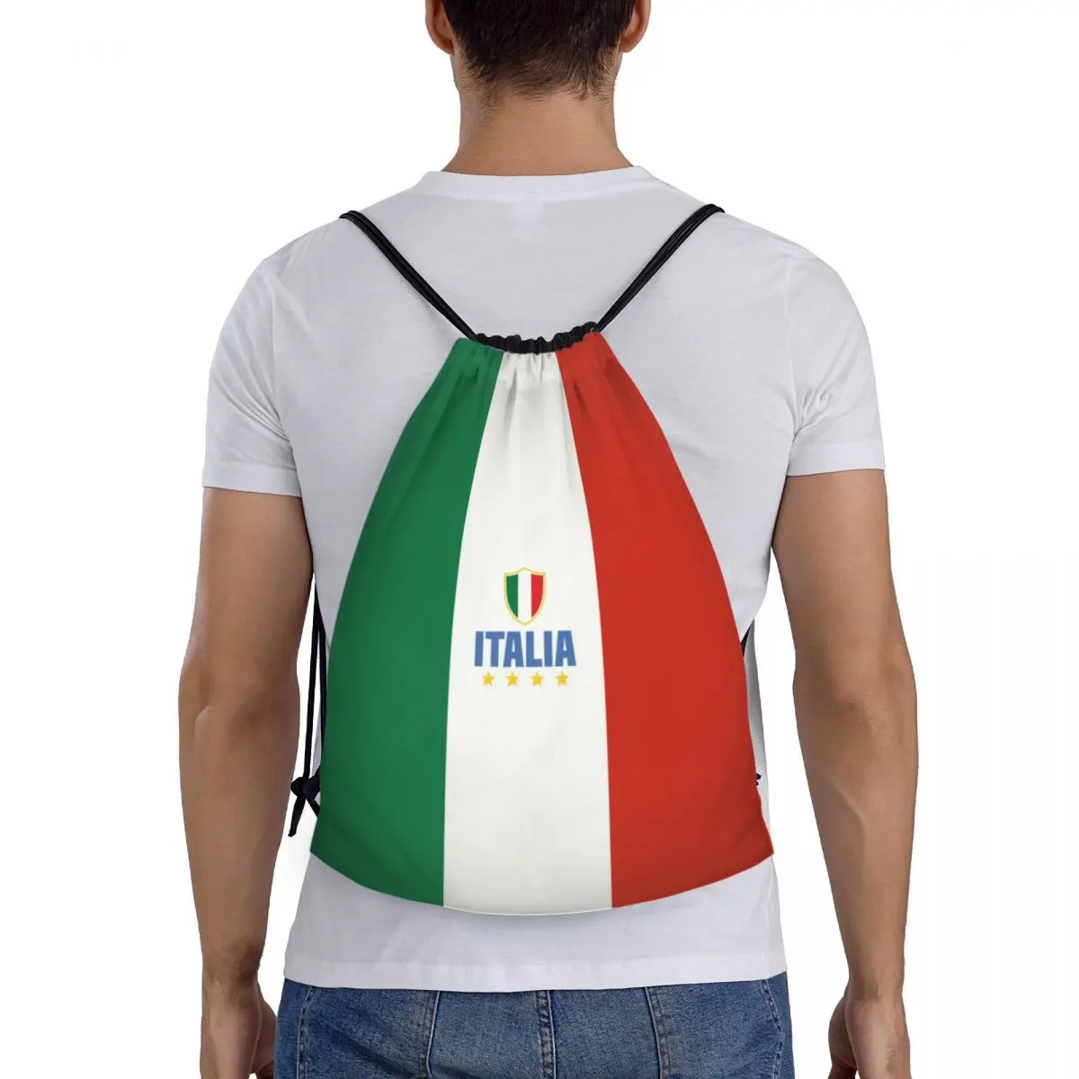 Custom Flag Of Italy Drawstring Backpack Bags Men Women Lightweight Gym Sports Sackpack Sacks for Traveling