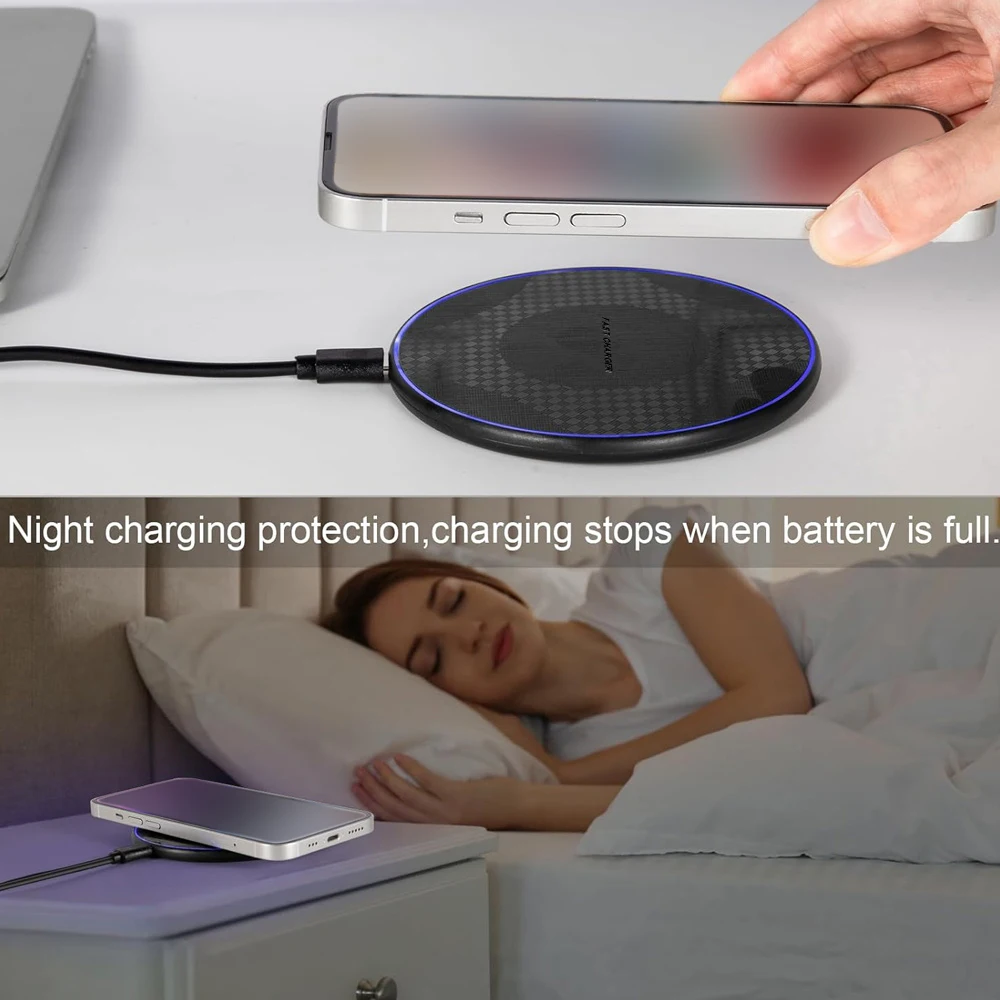 LED Fast Circular Wireless Charger Stand, For iPhone 17-11, 9, 8, XR, Samsung S26-S21, S10, S9, and AirPods 3/2/Pro. view 6
