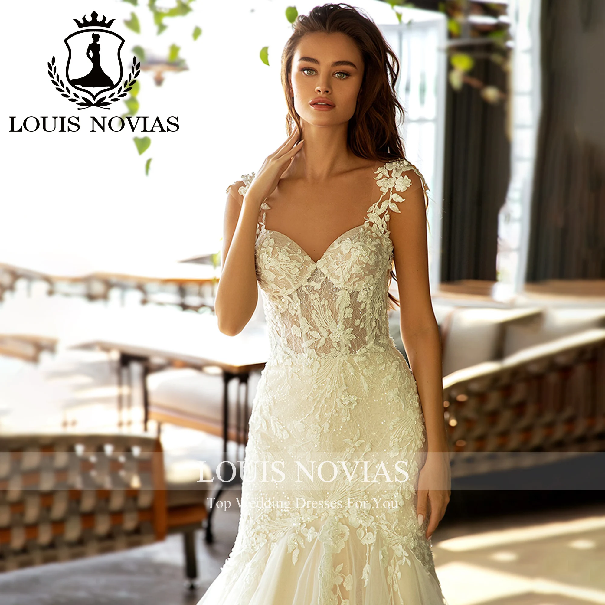 Modis-Robe de mariée sirène avec appliques à paillettes, robe de mariée exquise, chérie, bretelles spaghetti, mariage éducatif