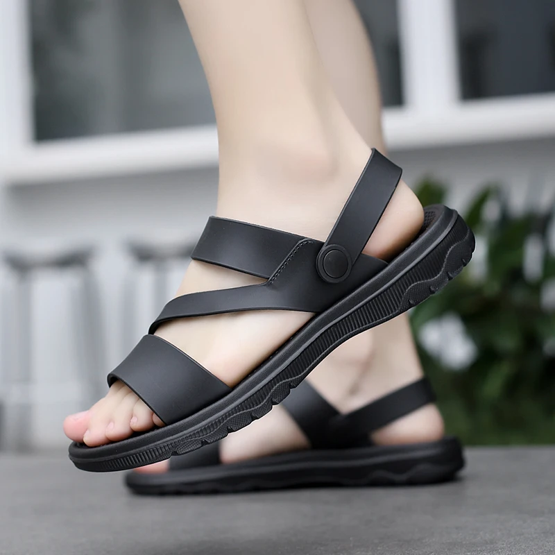Summer Outdoor Casual Sandals for Men Sport Slippers PU Leather Non-slip Breathable Roman Shoes Beach Flip-Flop Garden Shoes