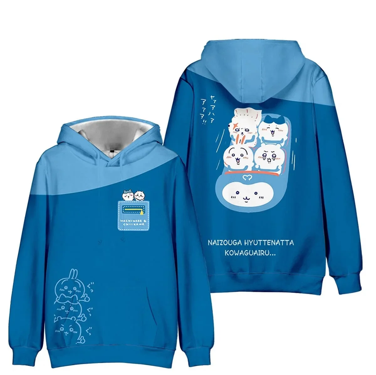 2027 Chiikawa Usagi Hachiware Hoodie Anime Pullover Sweatshirt Langarm Freizeit-Kapuzenpullover Unisex Streetwear Familien-Set – Detail 4