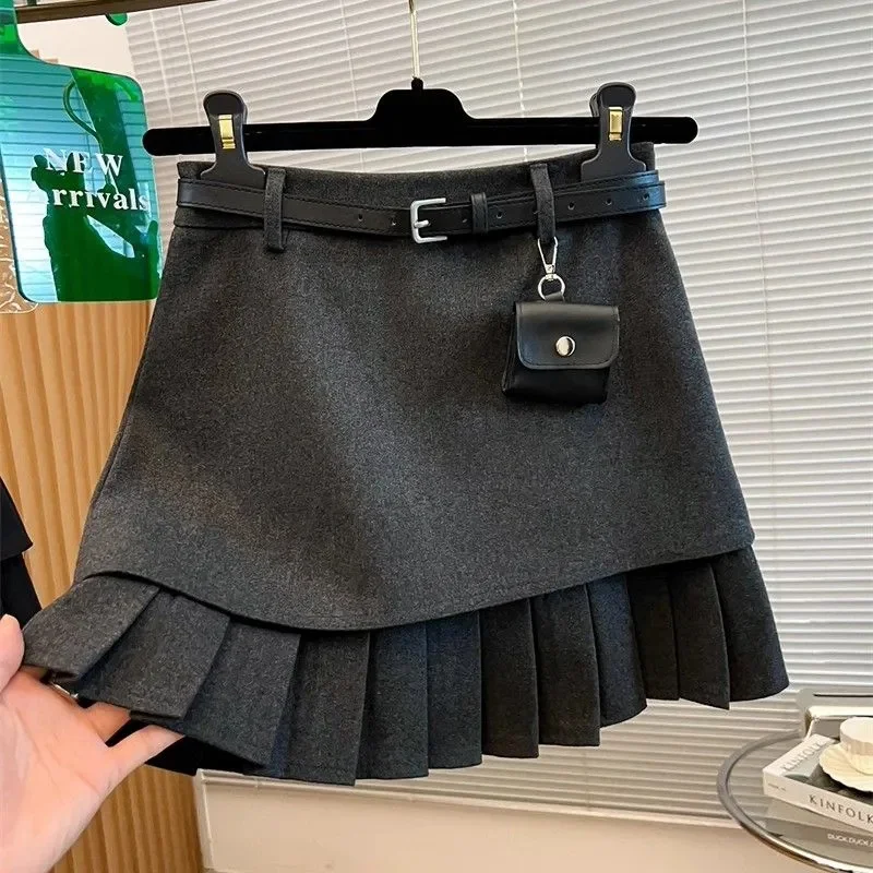 

Spring Women Fashion Pleated Short Skirts Korean Ladies Large Size 5XL Maxi Skirt Autumn Female High Waist Pear Shaped Skirts