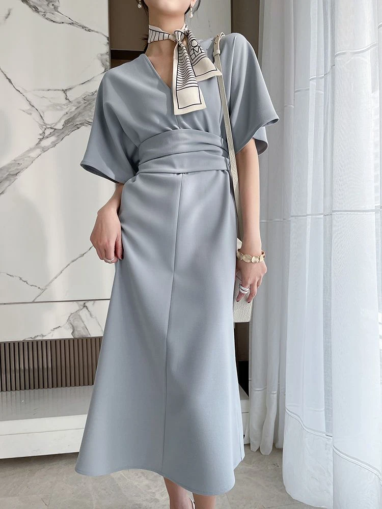 

Elegant Fashion Casual Dress Women Summer Sheath Button Dresses Simple Slim Work Party Vestidos