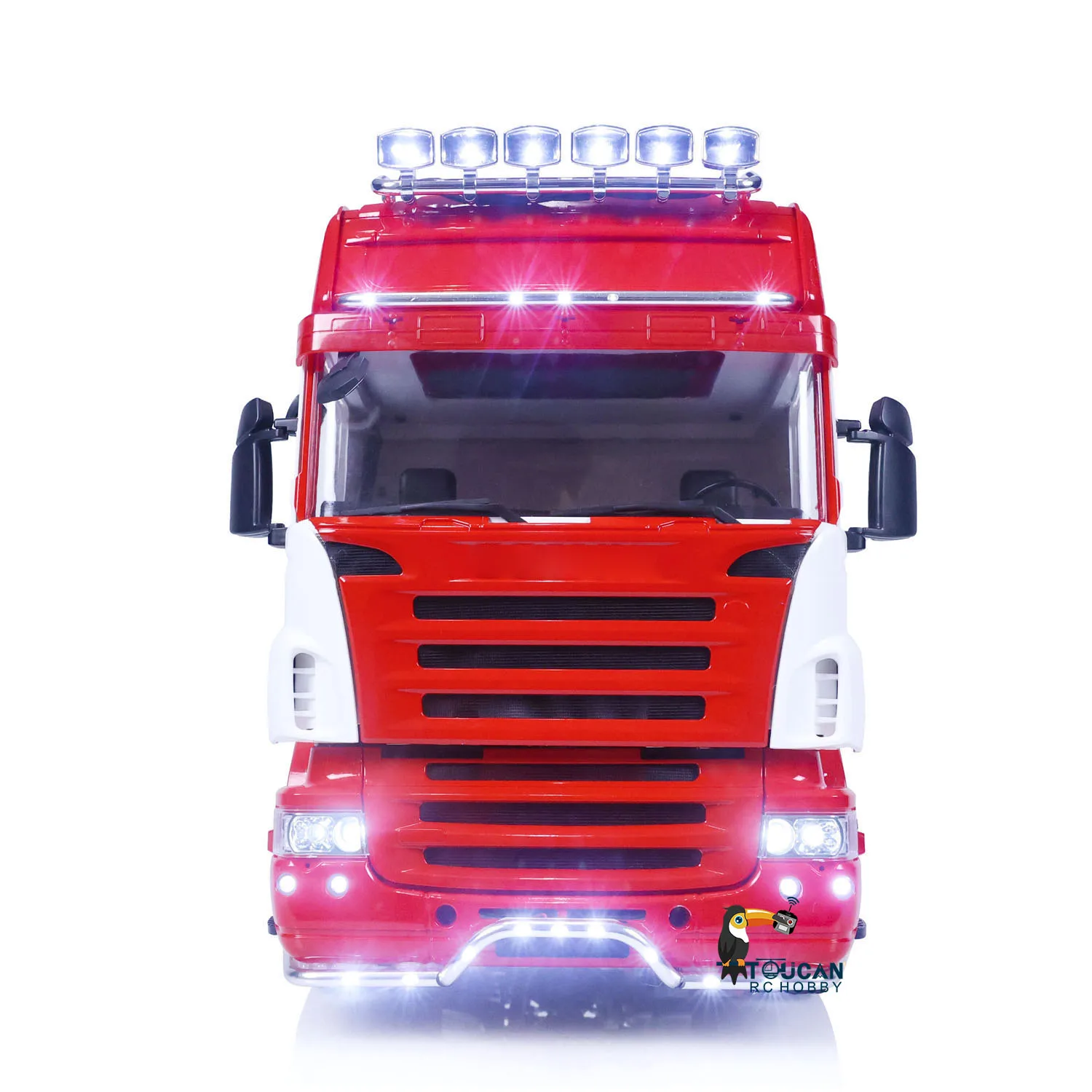 LESU 1/14 6X6 Radio Control Tractor coche RC camión 6*6 chasis de Metal pintado ensamblado Toucan DIY juguetes luz de techo Servo THZH1553