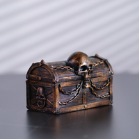 Skull Treasure Box Jewelry Storage Box Halloween Gift Desktop Storage Pirates Treasuree Chest Trinkets Square Box Decoration