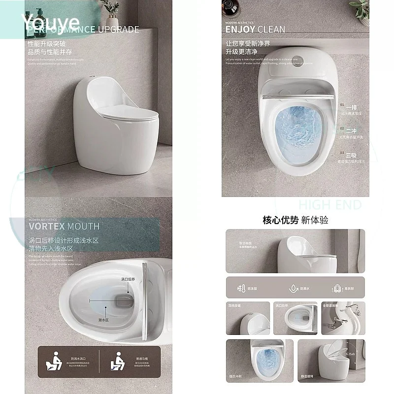 ZL Egg-Shaped One-Piece Toilet Powerful Siphon Flush Anti-Odor Water-Saving Ceramic for Small Bathroom