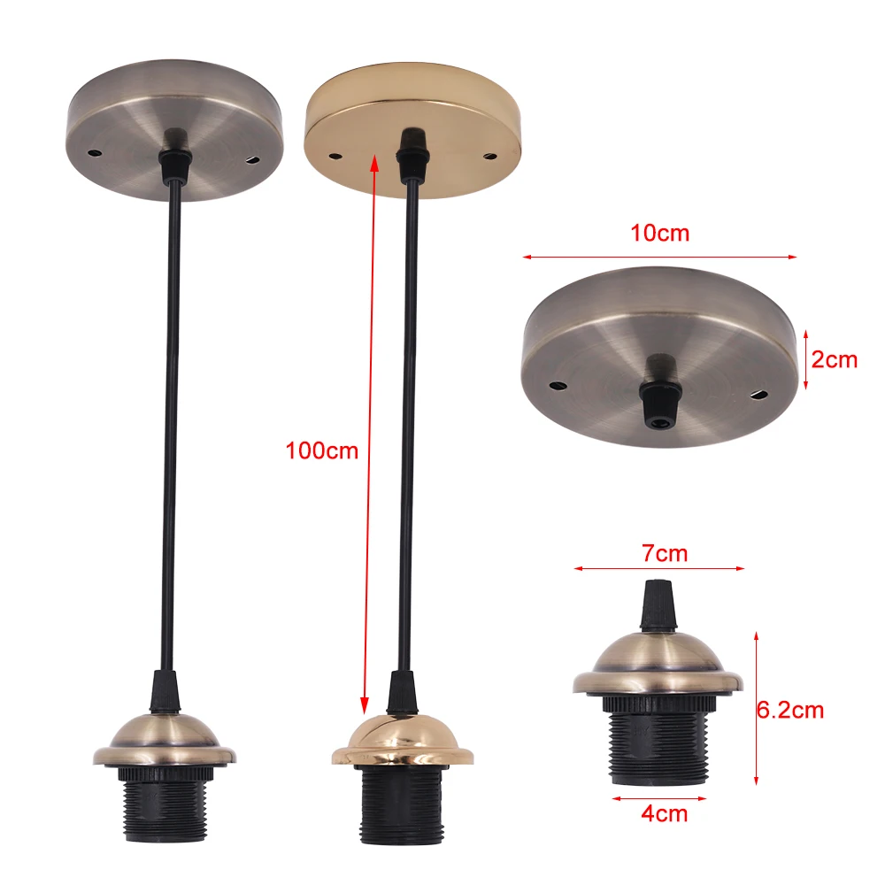 E27 LED Pendant Lamp Holder Screw Fitting Home Lighting Ceiling Light Suspension Set 3 Colors