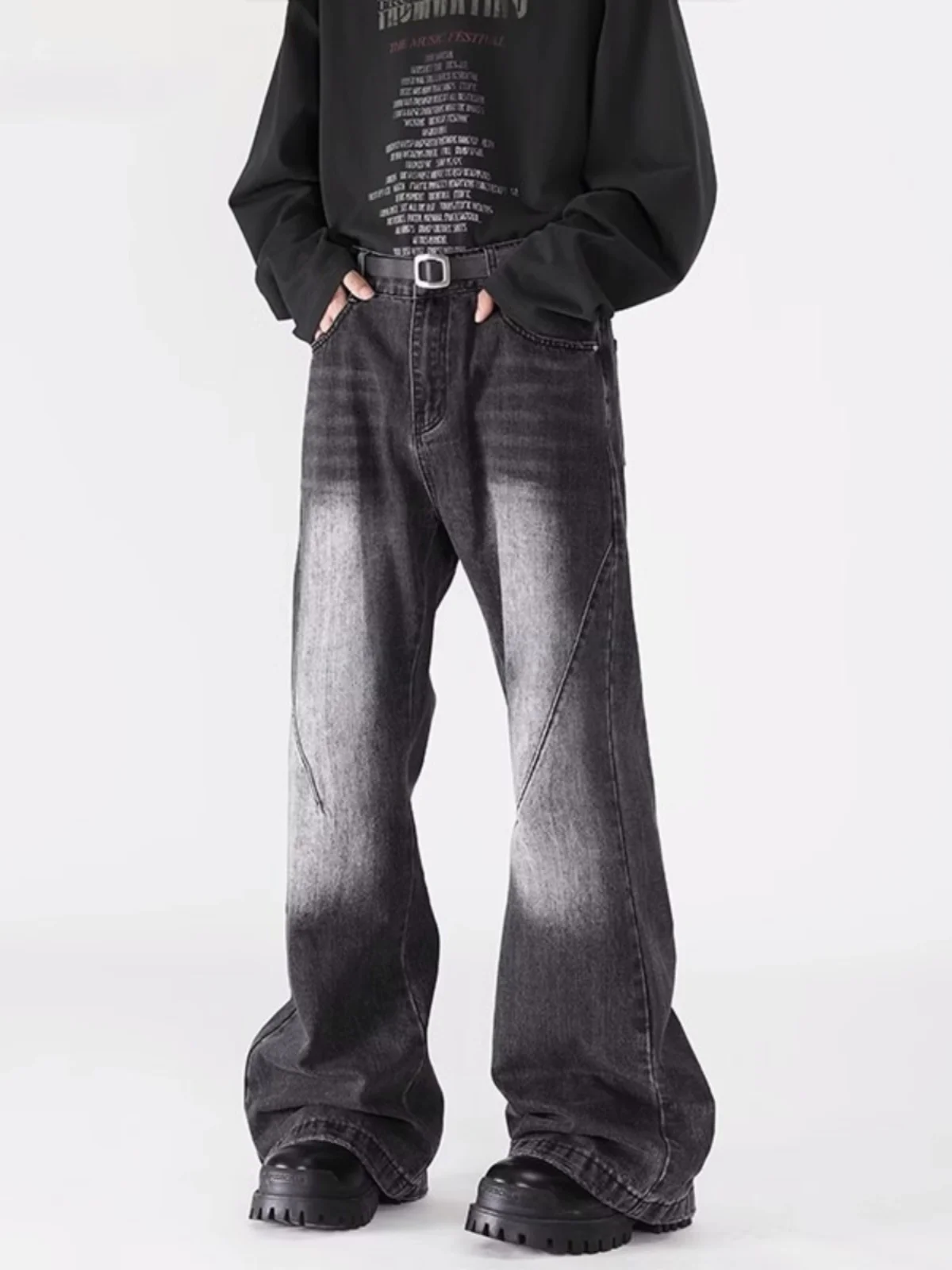 الأمريكية Sle خمر Waed adient الرجال الجينز ربيع الخريف فضفاض مستقيم الهيب هوب السراويل عارضة السراويل الطويلة #5