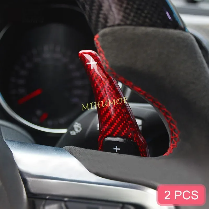 Estensione del cambio al volante in vera fibra di carbonio per Ford Mustang 2015-2023 Rosso
