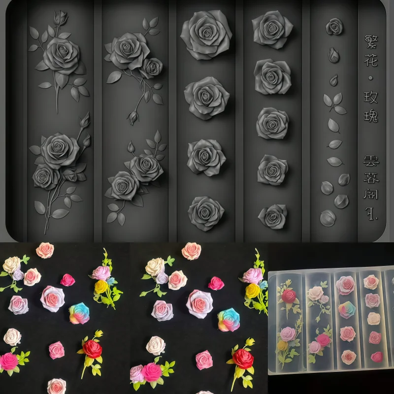 Transparente Silikon Nail Art Form Rose Blume Blütenblatt Zweig Blatt 3D Nagel Dekorationen Vielseitige Schönheit Nail art Werkzeuge