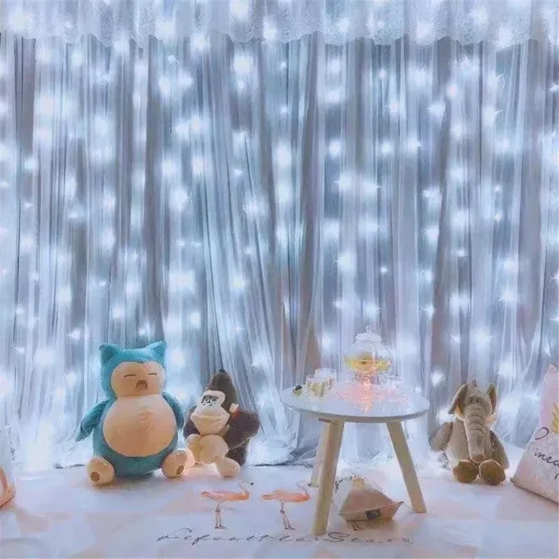 Holiday LED Curtain Light String USB Powered 8 Modes Christmas New Year Party Lights Home Wedding Birthday Room Decor Aesthetic