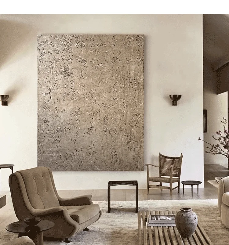 

Hand-painted Abstract Painting On Canvas Natural Earth Color Minimalist Art Large Texture Wall Art Wabi-Sabi Japanese Room Decor