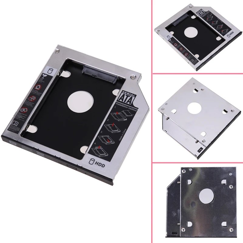 9.0 9.5 12.7mm HDD Aluminum SATA III Hard Drive Caddy 2.5 2nd Ssd Hard Disk Drive Caddy Adapter Bay For Cd Dvd Rom Optical Bay