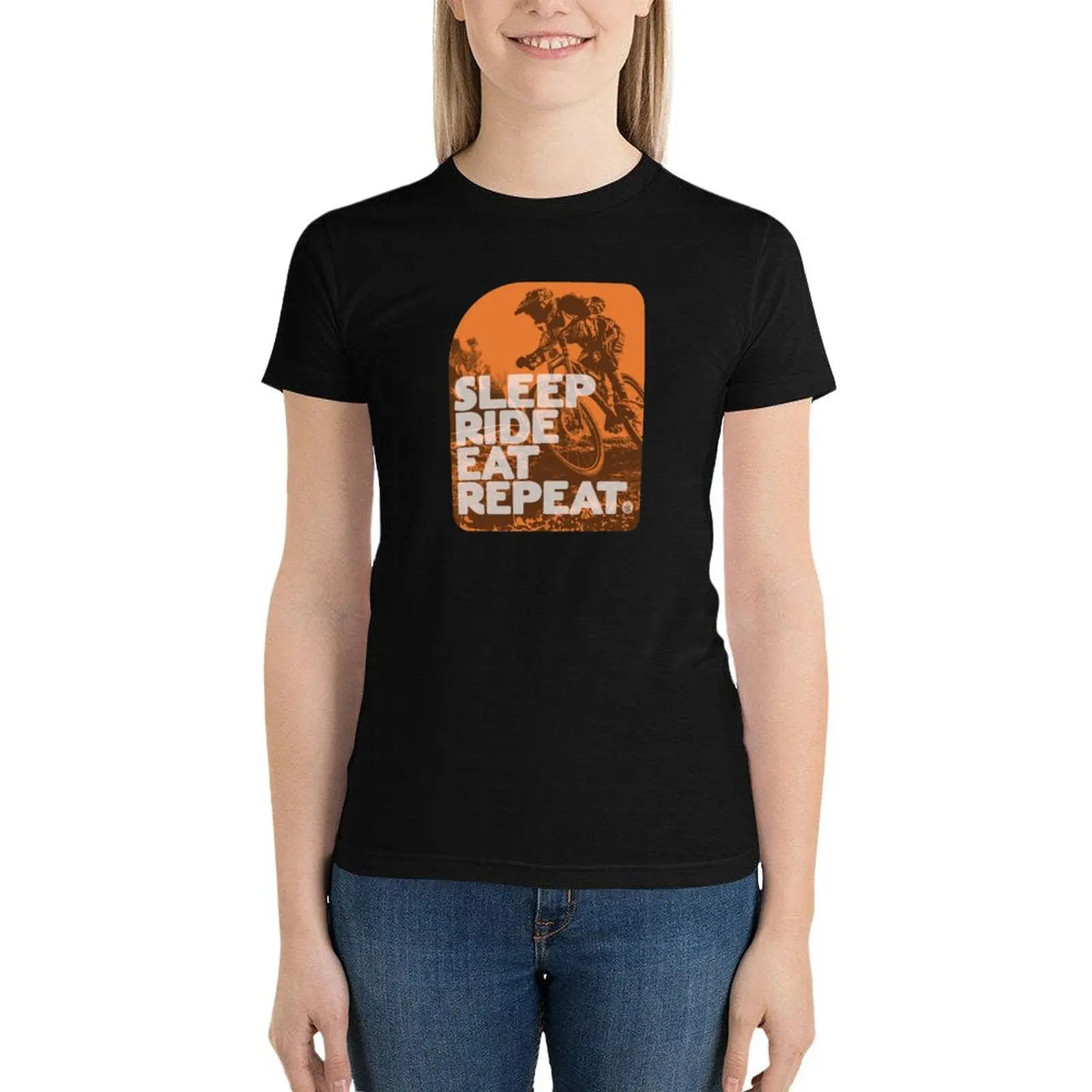 

Sleep Ride Eat Repeat, Downhill Mountain Bike T-Shirt tops cute tops oversized black t shirts for Women