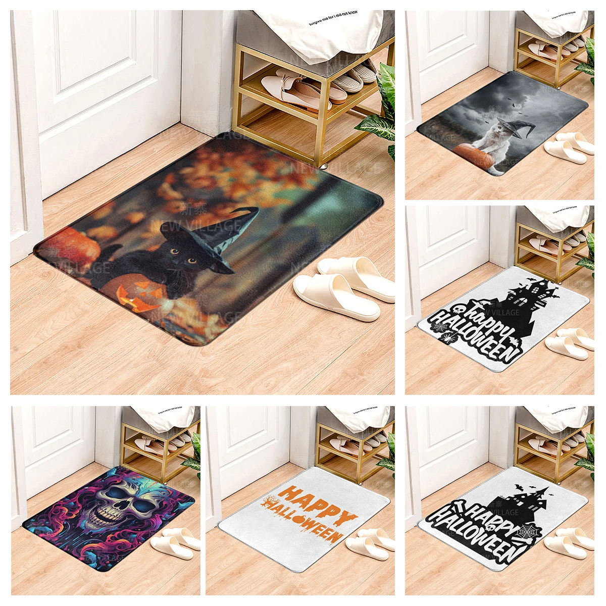 

House entrance carpet Home door mat Living Room Bath Foot bathroom non-slip water absorption rugs bath Halloween Autumn Pumpkin