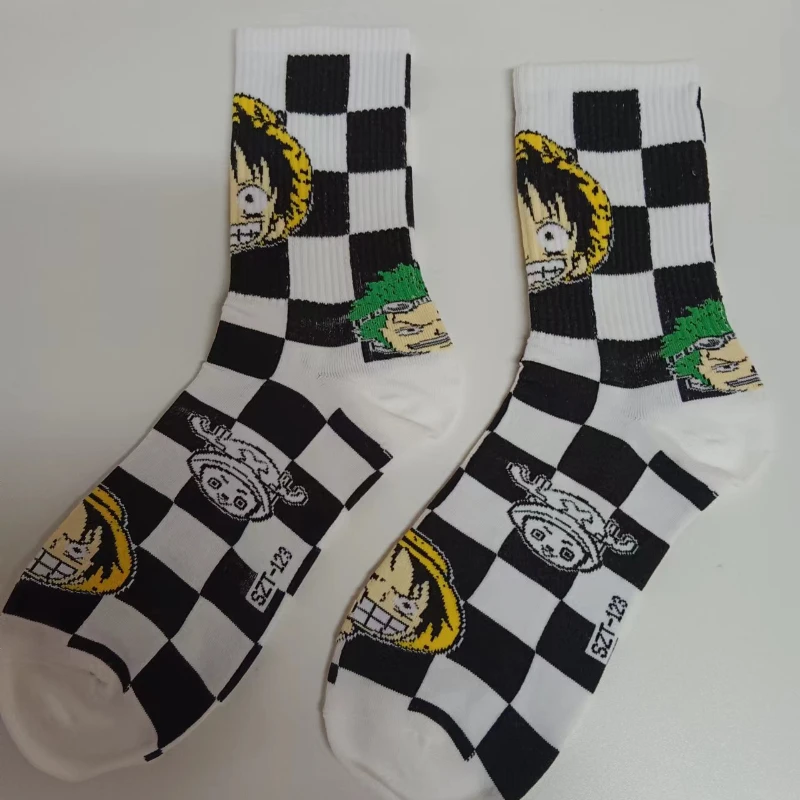 Cartoon Printed Mid Length Socks Anime Luffy Casual Sports Cotton Socks Pikachus Unisex Warm Long Socks