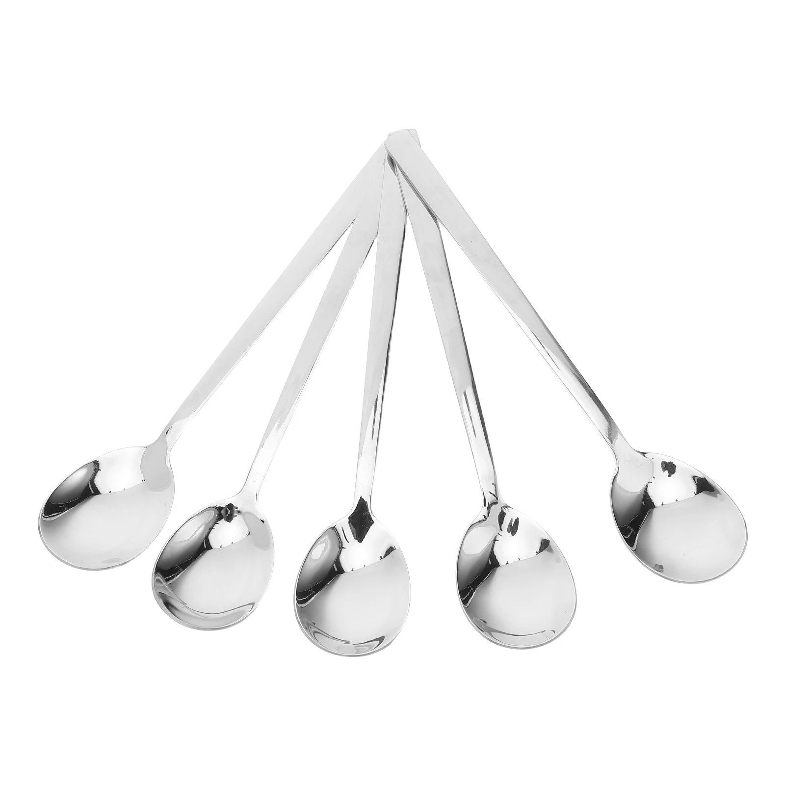 

5Pcs Stainless Steel Dessert Spoon Set Mirror Finish Rustproof Lightweight for Ice Cream Cake Tea Serving Compact Elegant Dinner