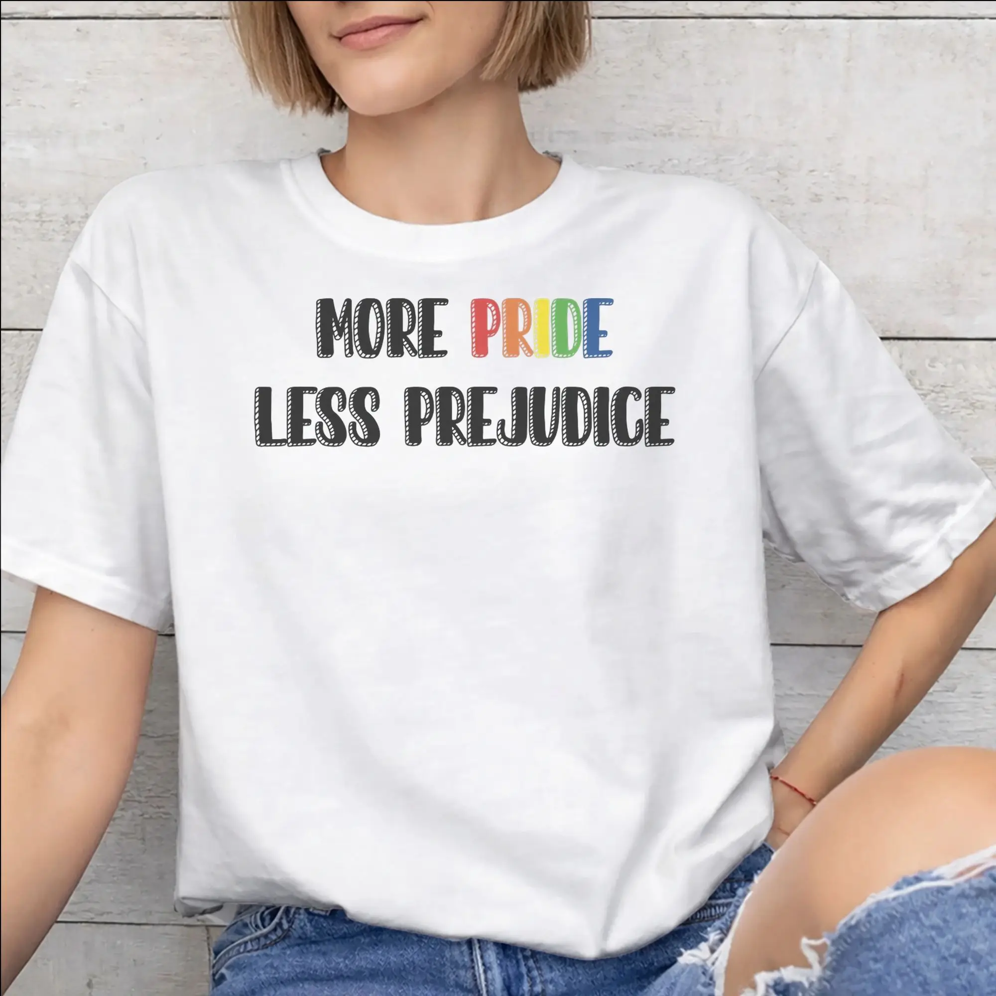 More Pride Less Prejudice  Printed T Shirt for Men Women  Cotton  Tee Shirt Clothing