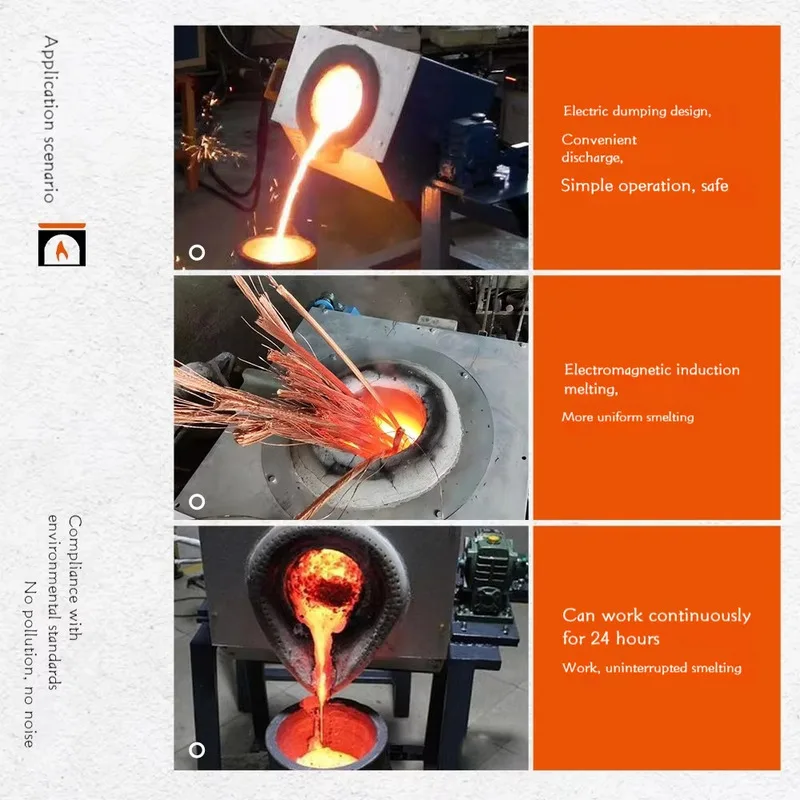 Small Steel Straight 50 Kg Tilting Induction Furnace Melting Machine