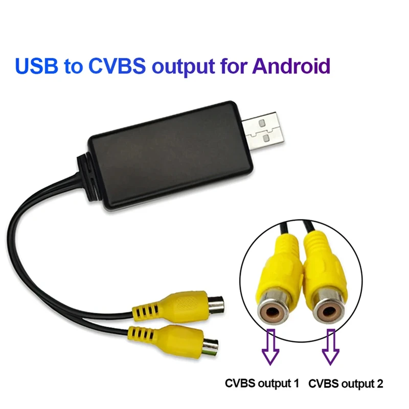 

USB to Cvbs Converter Video output Adapter to RCA interface Cable input 2 port outbut to Car Radio Accessories Android TV Player