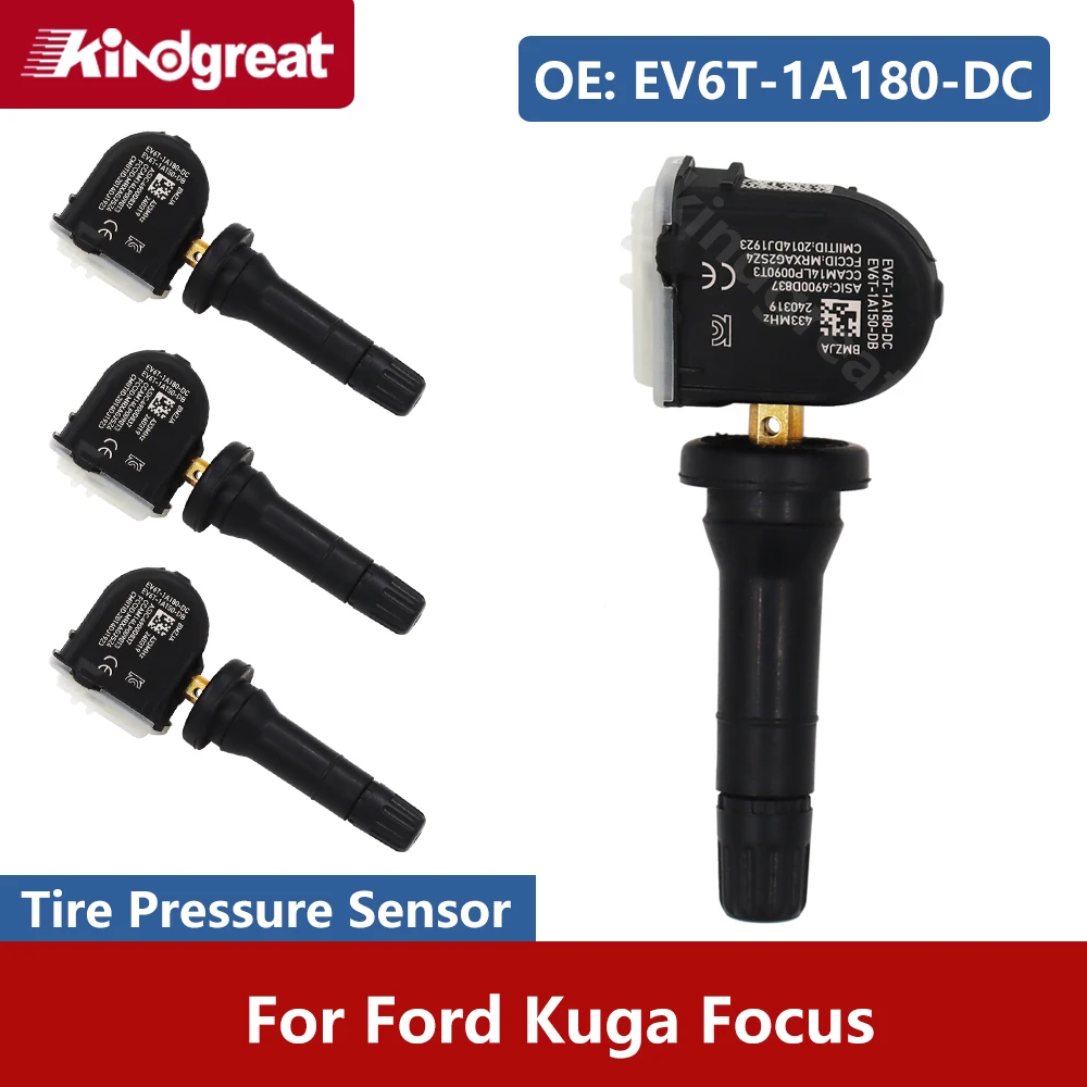 4PCS/Lot 433MHZ TPMS Tire Pressure Monitor System Sensor EV6T-1A180-DC For Ford Kuga Focus EV6T1A180DC