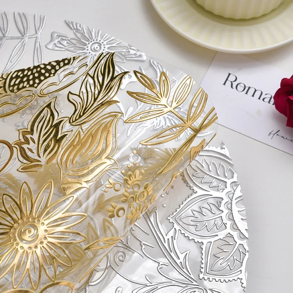 Mantel Individual redondo de pétalos de flores, PVC transparente, impermeable y con aislamiento térmico, estampado de PP, tapete decorativo para mesa de comedor de alta gama, 1 ud.