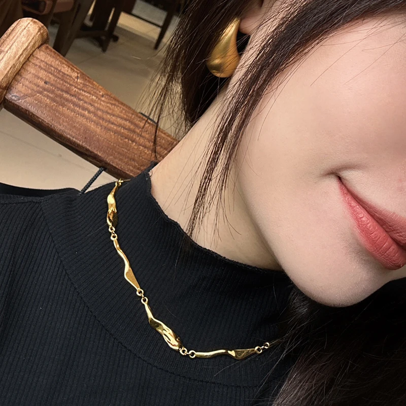 Irregular geometric chain necklace stainless steel necklaces for women minimalist simple elegant jewelry non tarnish waterproof