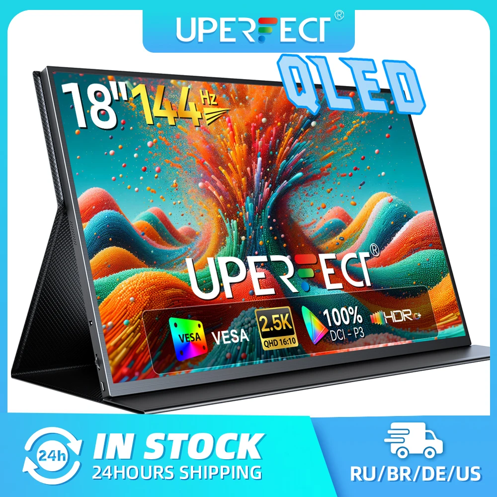 

UPERFECT 2K 144Hz 18” Portable Gaming Monitor 100% DCI-P3 VESA Mount Matte Screen Mini HDMI & USB-C Travel Monitor for Laptop