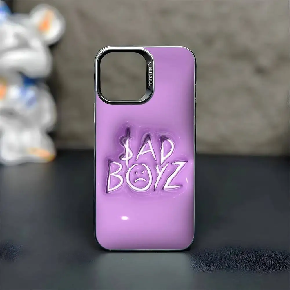 حافظة هاتف Junior H $AD B-BOYZ لهاتف iPhone17,16,15,14,13,12,11 Plus، Pro Max غطاء أسود غير لامع مقاوم للصدمات