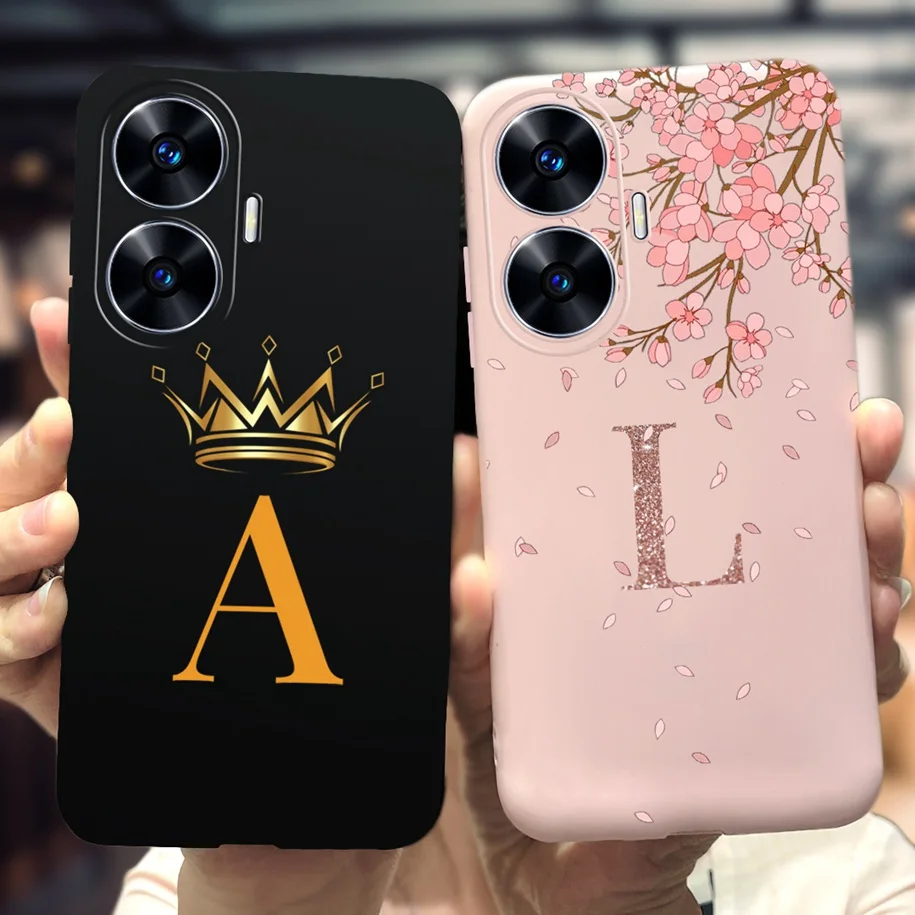 For OPPO Realme C55 4G Case Luxury Crown Letters Funda Soft Silicone Couple Phone Case For RealmeC55 C 55 2023 Back Cover Bumper