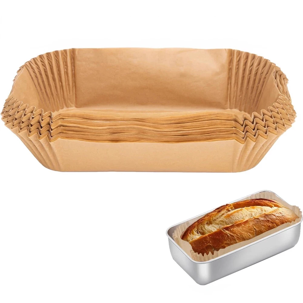 100 Uds. Revestimientos para pan de 21x11CM papel pergamino antiadherente, desechable seguro para alimentos para pan/pastes/pan de plátano/partenes, fácil limpieza