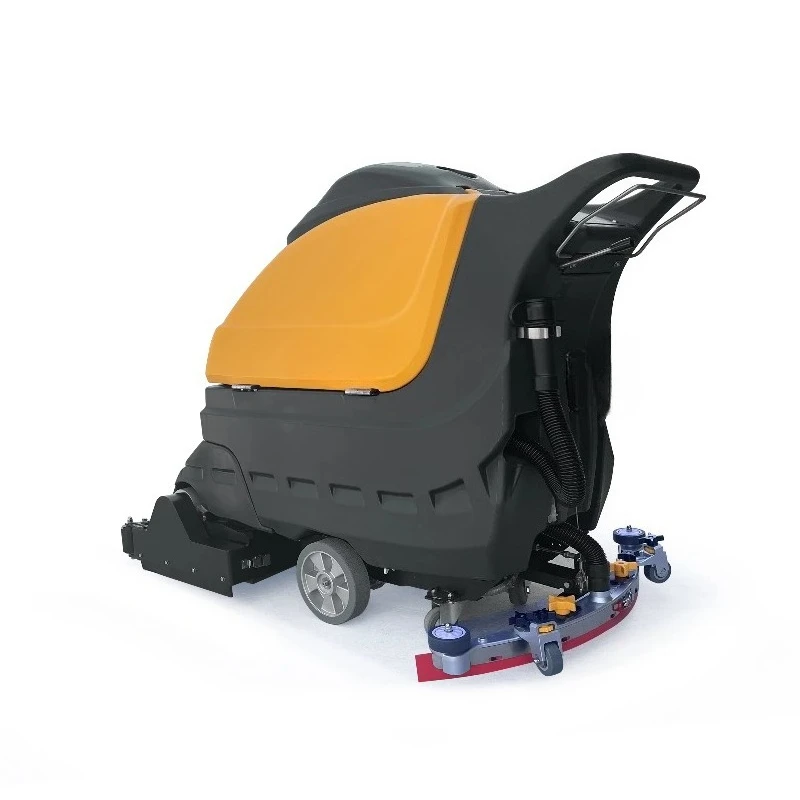 Hot Selling Elektrische Walk-Achter Vloer Scrubber Veegmachine Machine Aluminium Schraper Hark Ontwerp Hand-push Reinigingsmachine