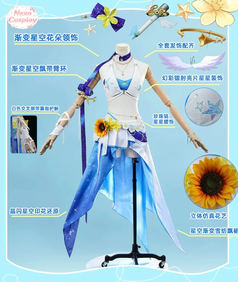 Honkai: Star Rail Robin – Disfraz de cosplay de Summeretto, conjunto completo, traje de anime para mujer