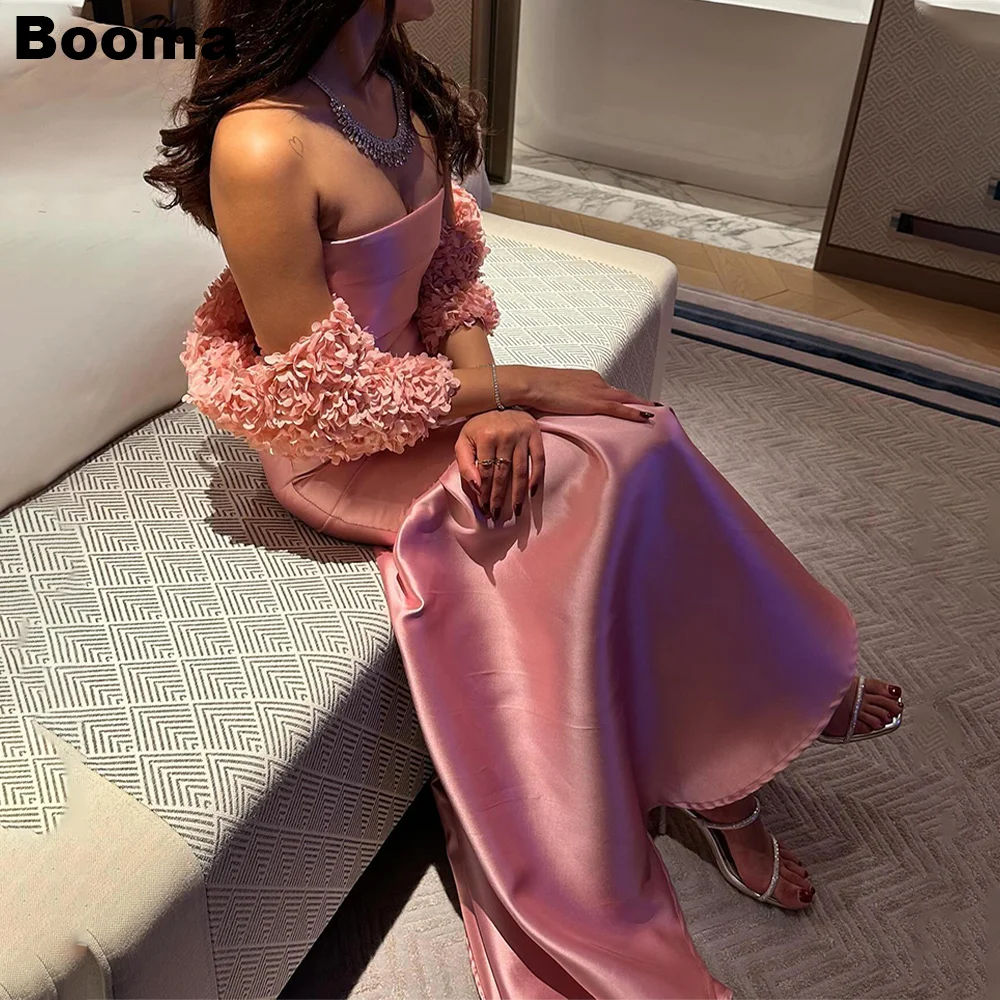 

Booma Pink Stain Formal Occasion Gowns for Women Off Shoulder Mermaid Evening Dress Ankle Length Celebration Gowns Saudi Arabic