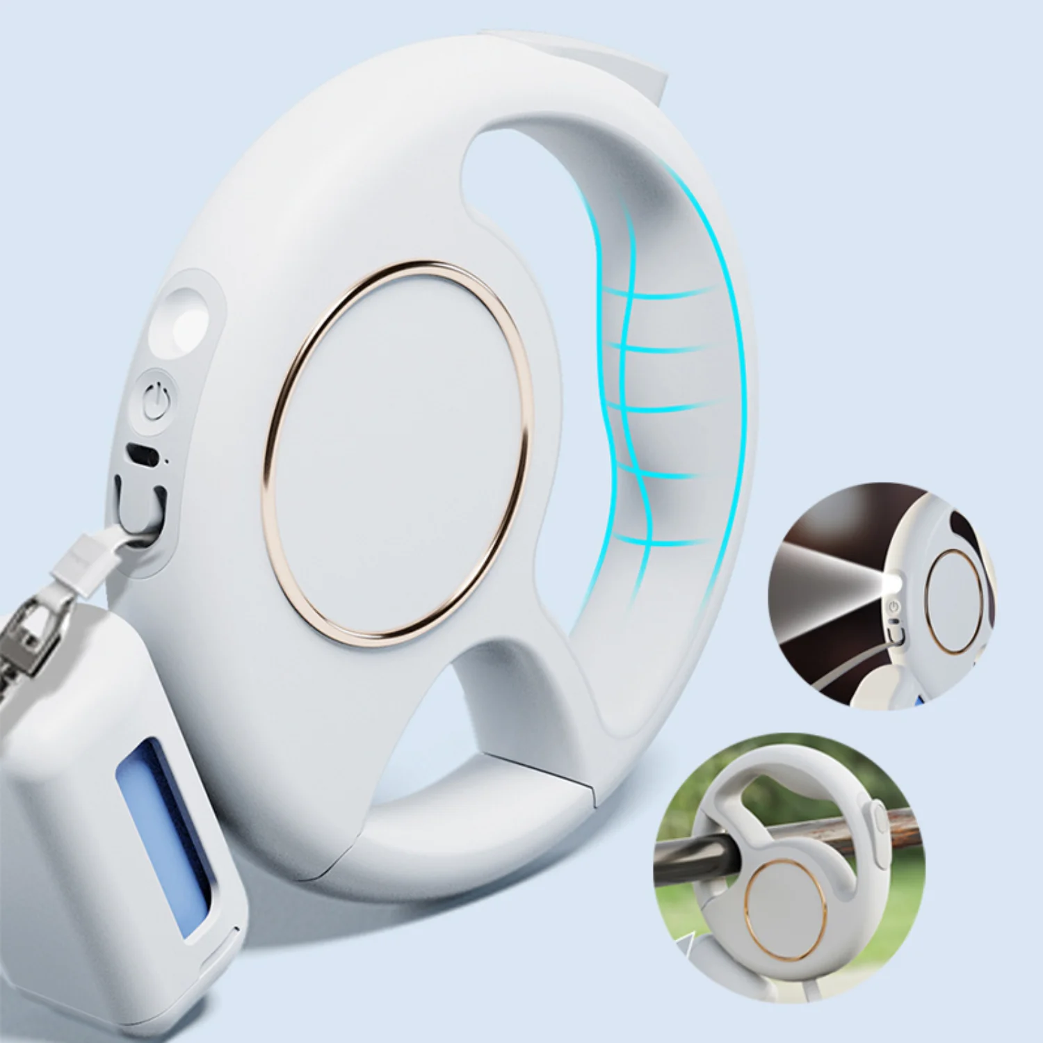 

10-Foot Retractable Polyester Dog Leash Plus - Automatic Extension, Lock, LED Light, USB Charging Nighttime Safety, Durable and