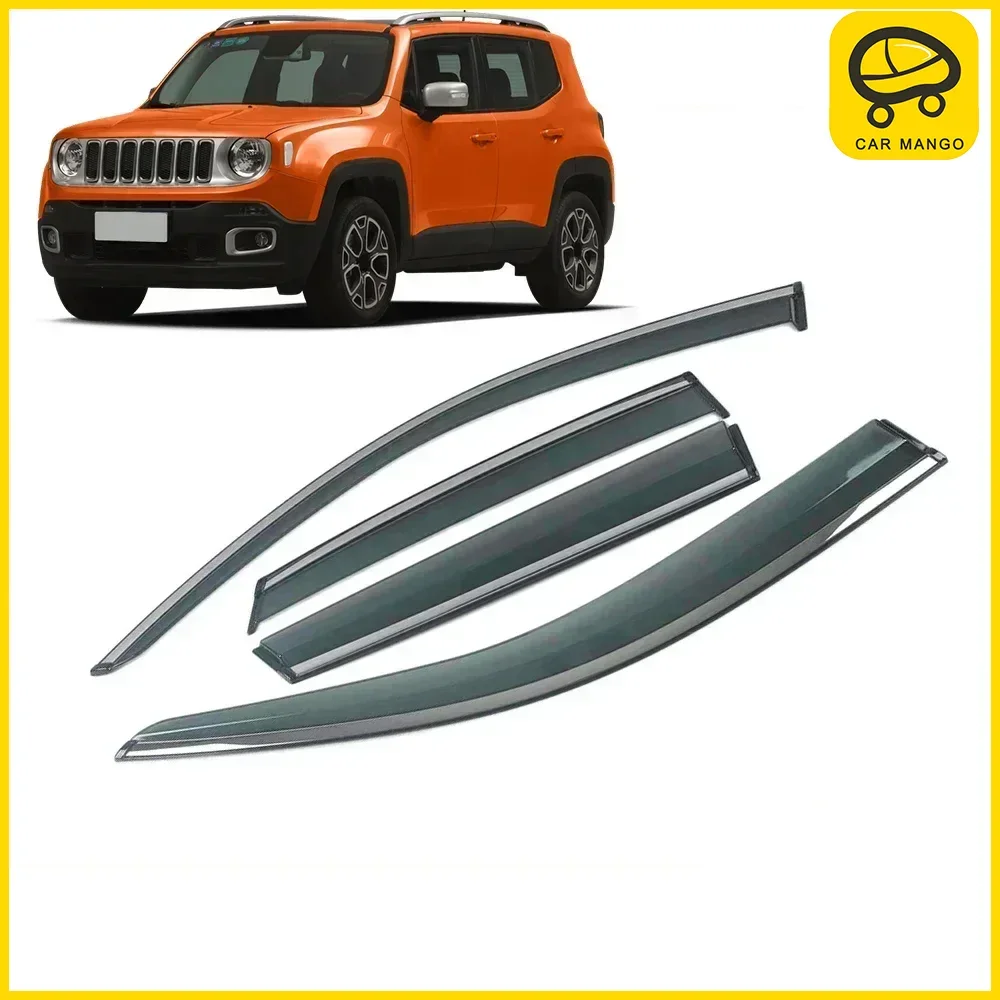 

Chrome Strips Rain Guards for JEEP Renegade 2014-2023 Window Visor Wind Deflectors Door Visor Vent Shades Ventvisor