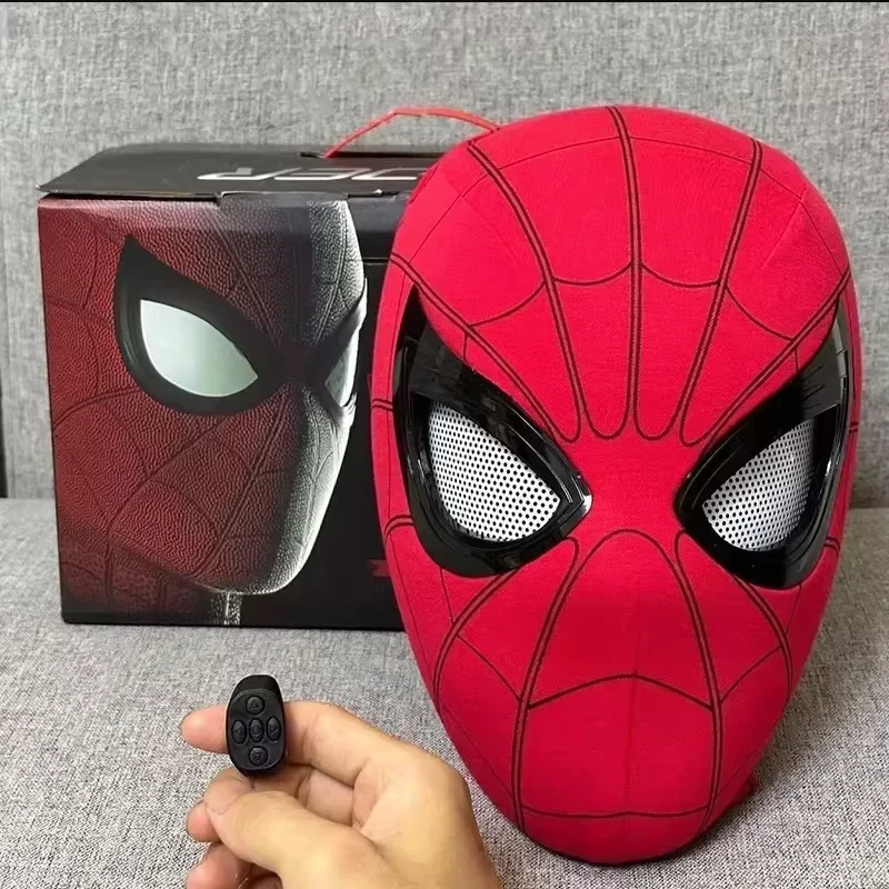 Mascara Spiderman Headgear Mask Cosplay Moving Eyes Electronic Mask Spider Man 1:1 Remote Control Elastic Toys Adults Gift