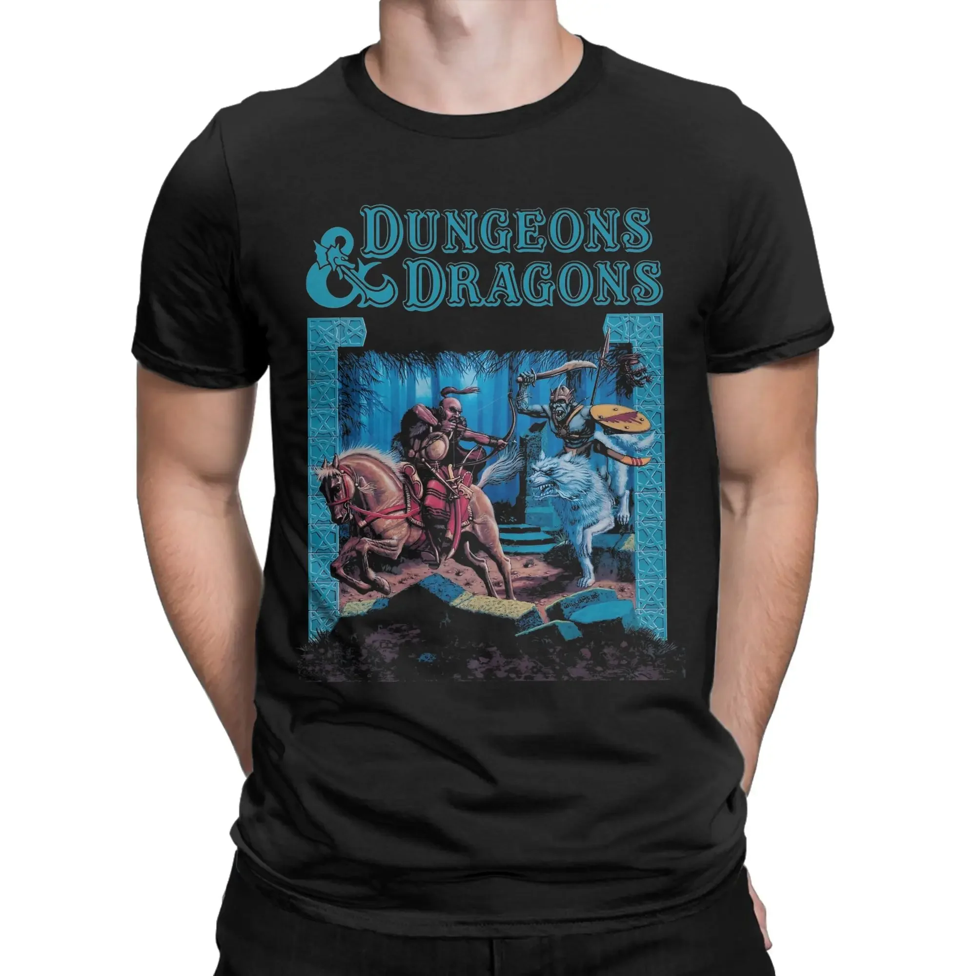 Dungeons and Dragons Riders Forest Graphic Tee Men's Breathable Cotton Crew Neck T-Shirt