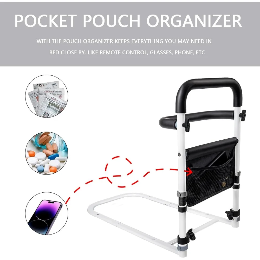 Elderly Bed Safety Rail with Non-Slip Handles, Easy Assembly for Seniors Getting In and Out of Bed, Supports Up to 300lbs