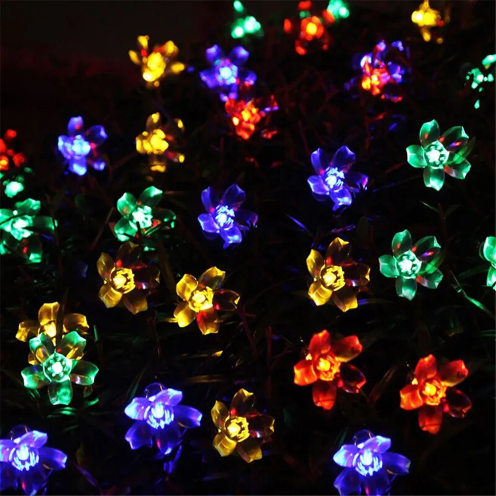 10/20/40leds Cherry Blossom Flower Garland Battery Powered Crystal Flowers LED String Fairy Lights For Outdoor Wedding Christmas