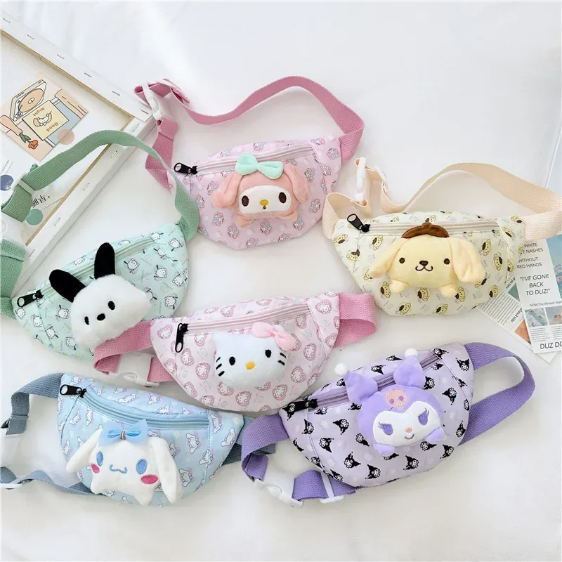 

Sanrio Kuromi Melody Cartoon Chest Bag Nylon Sling Backpack Cinnamoroll Crossbody Shoulder Bag Pochacco Waist Storage Pouch