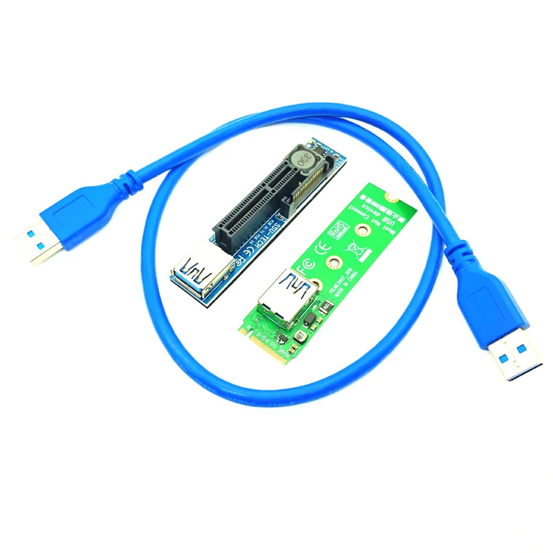 Raiser-Adaptador de puerto de extensión de tarjeta NVME M.2 a PCI-E X4, Conector de tarjetas gráficas, extensor PCIE con Cable USB 3,0 de 60cm